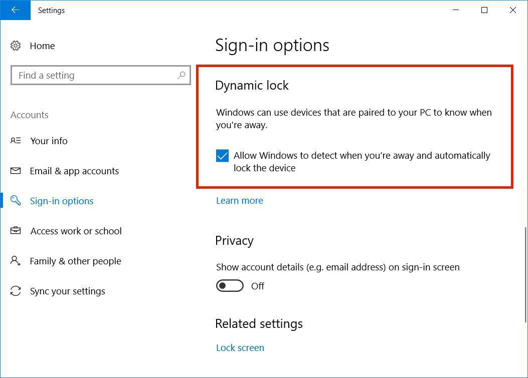 Windows Dynamic. Windows Locker. Device sign in